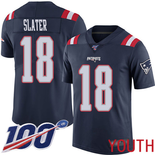 New England Patriots Football #18 100th Season Rush Limited Navy Blue Youth Matthew Slater NFL Jersey->women nfl jersey->Women Jersey